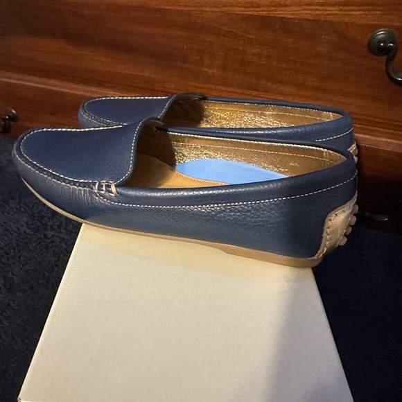Like new blue leather Peter Millar Vare Pebble Grain Driving Loafer - Picture 5 of 7